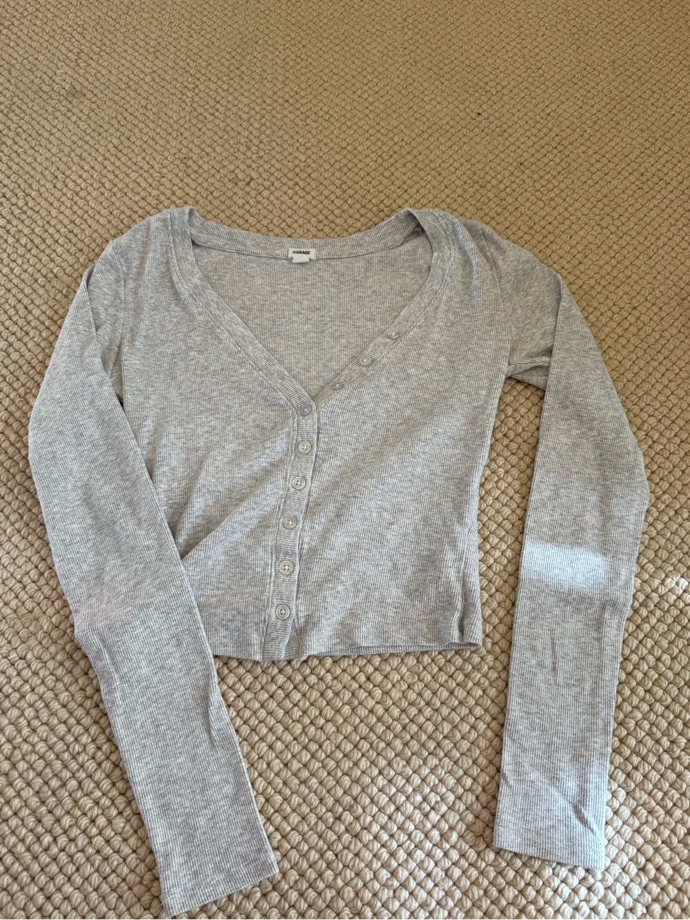 Garage grey long sleeve button up top